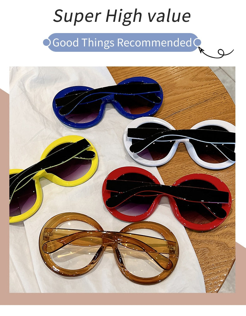  Unisex Trendy Vintage Oversized Gradient Goggle Round Sunglasses - Unisex Sunglasses - DYAVOR® 