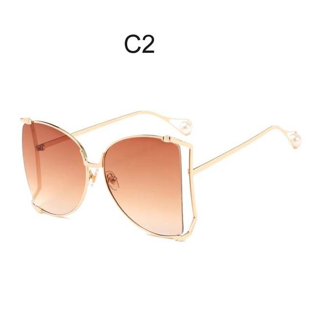  Oversized Square UV400 Women's Designer Sunglasses with Pearl - Women Sunglasses - DYAVOR® 