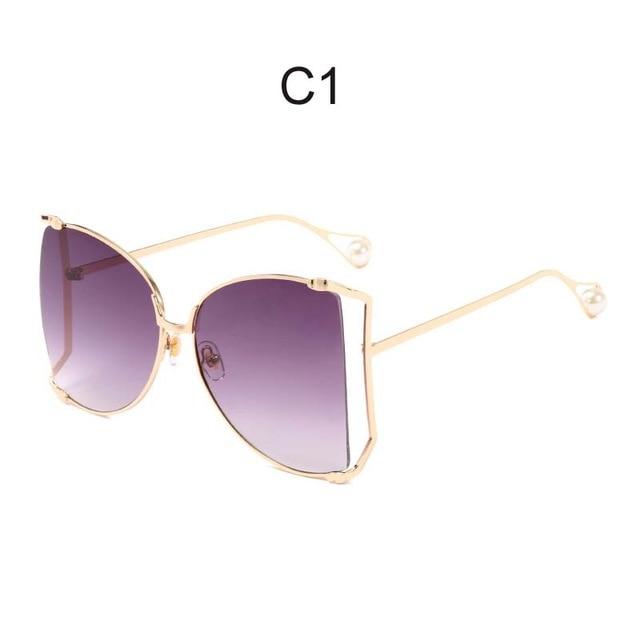  Oversized Square UV400 Women's Designer Sunglasses with Pearl - Women Sunglasses - DYAVOR® 