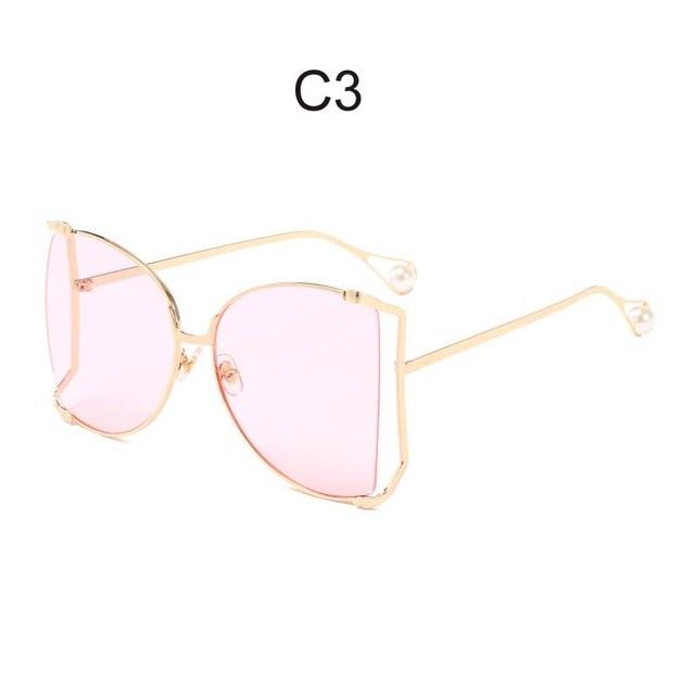  Oversized Square UV400 Women's Designer Sunglasses with Pearl - Women Sunglasses - DYAVOR® 