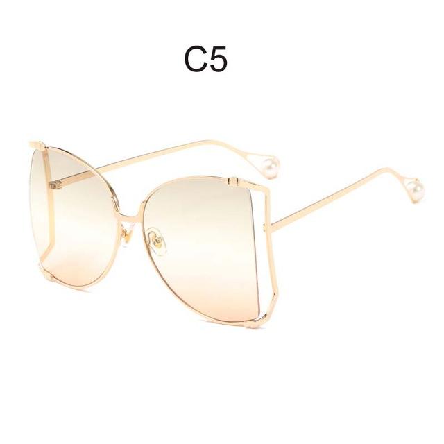  Oversized Square UV400 Women's Designer Sunglasses with Pearl - Women Sunglasses - DYAVOR® 