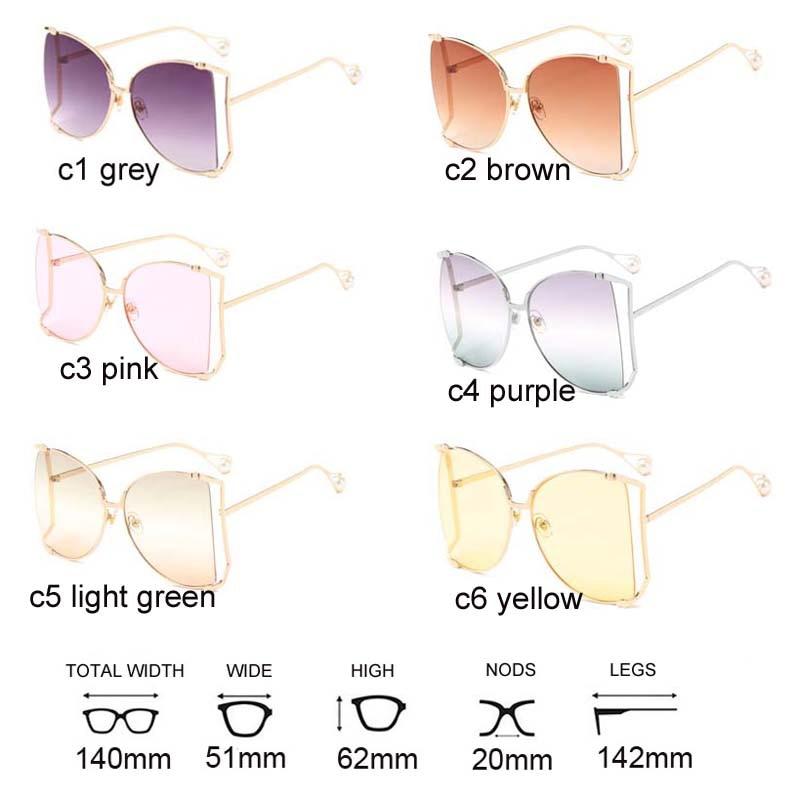  Oversized Square UV400 Women's Designer Sunglasses with Pearl - Women Sunglasses - DYAVOR® 