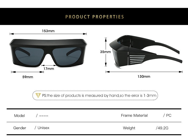  Unisex Steampunk Sports UV400 Shades Oversized Rectangle Sunglasses - Unisex Sunglasses - DYAVOR® 