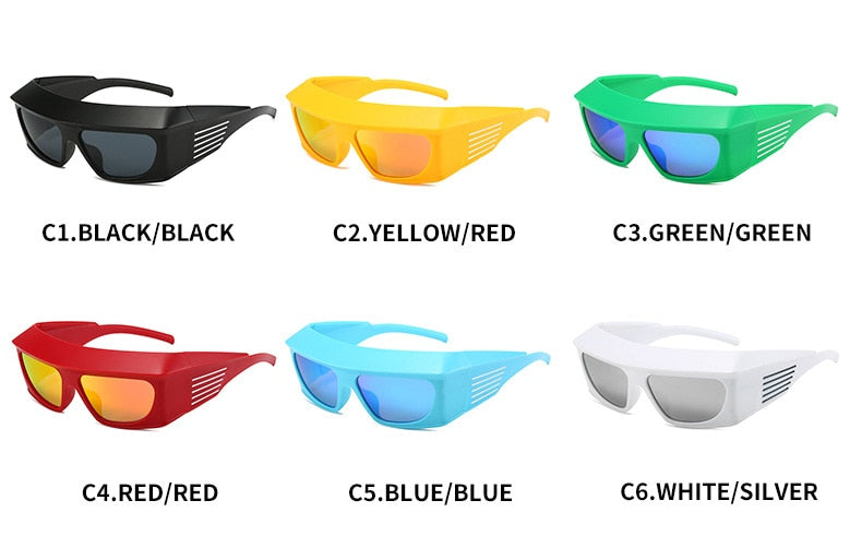  Unisex Steampunk Sports UV400 Shades Oversized Rectangle Sunglasses - Unisex Sunglasses - DYAVOR® 