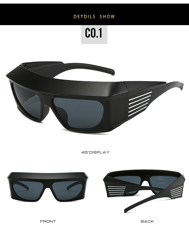  Unisex Steampunk Sports UV400 Shades Oversized Rectangle Sunglasses - Unisex Sunglasses - DYAVOR® 