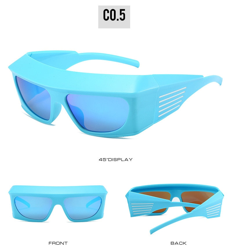  Unisex Steampunk Sports UV400 Shades Oversized Rectangle Sunglasses - Unisex Sunglasses - DYAVOR® 