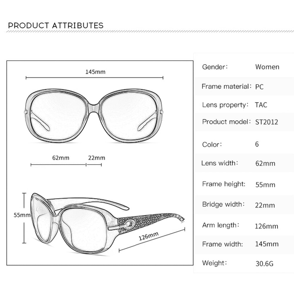  Women's Vintage Butterfly Style UV400 Polarized Big Frame Sunglasses - Women Sunglasses - DYAVOR® 