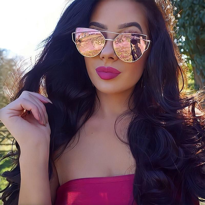 Designer Mirror Flat Vintage Metal Reflective Sunglasses