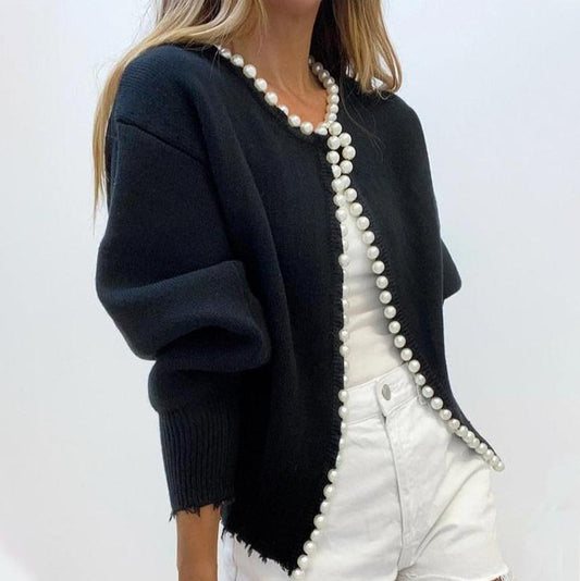  'Pearl Buttons' Black Cardigan -  - DYAVOR® 