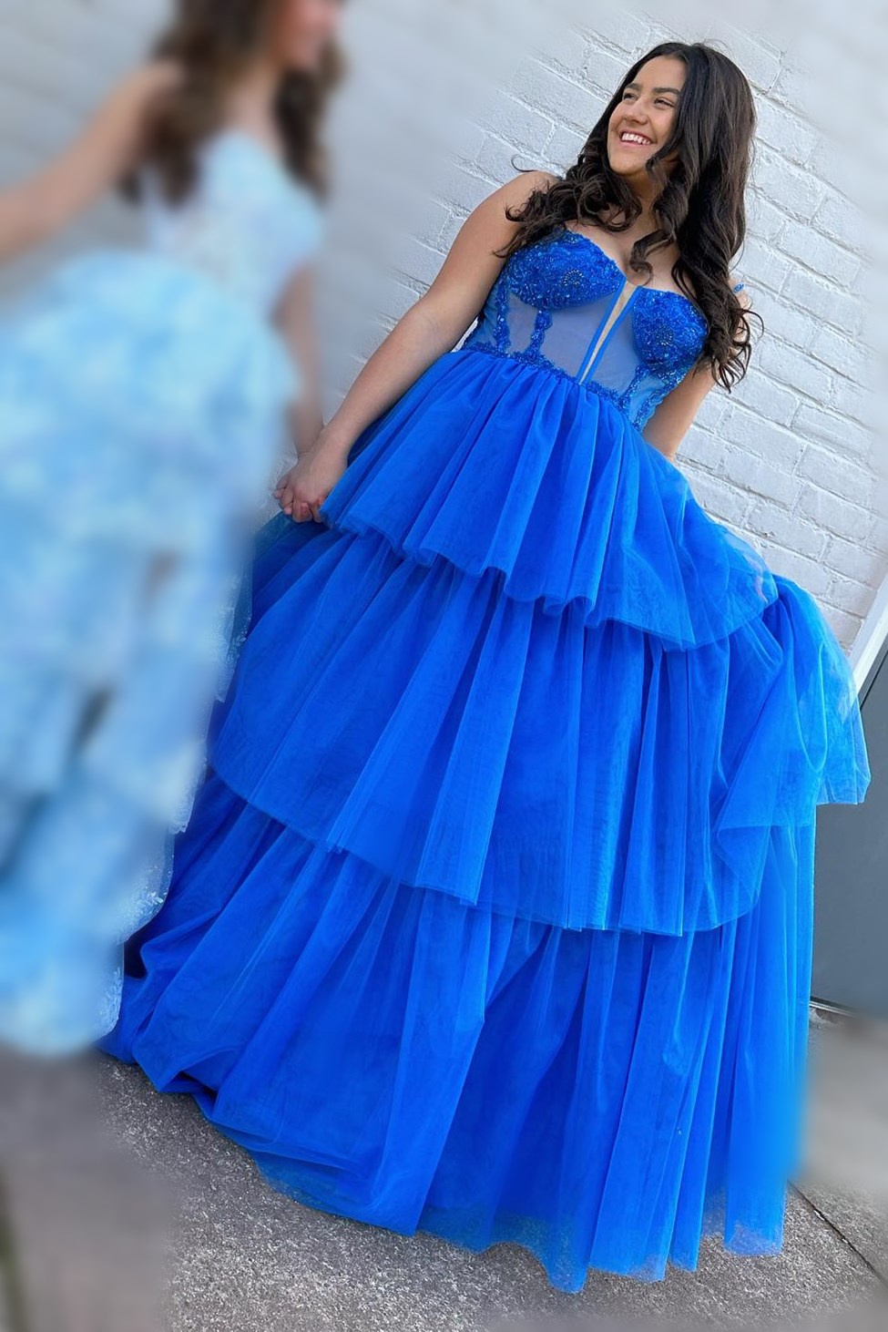  Tiered Ruffle Sequin-Embroidery Corset Long Prom Gown - Prom Dress - DYAVOR® 