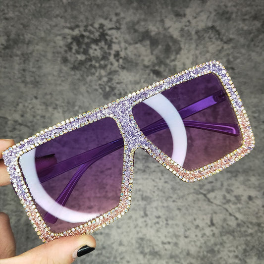  Women's Oversized Rectangle Rhinestones Bling Diamond Sunglasses - Women Sunglasses - DYAVOR® 
