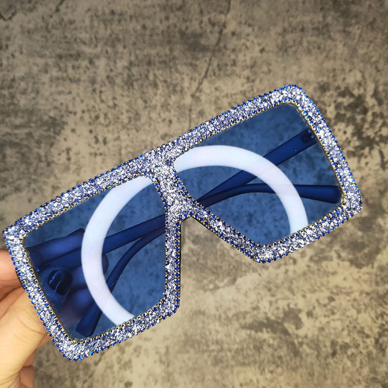  Women's Oversized Rectangle Rhinestones Bling Diamond Sunglasses - Women Sunglasses - DYAVOR® 