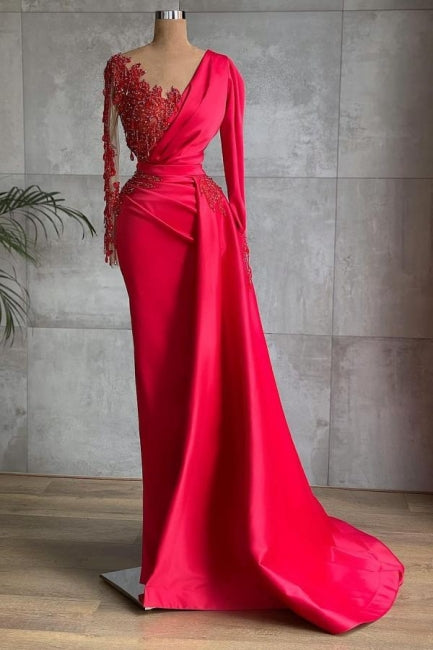  Red Long Prom Dresses | Evening dresses with sleeves - Prom Dresses - DYAVOR® 