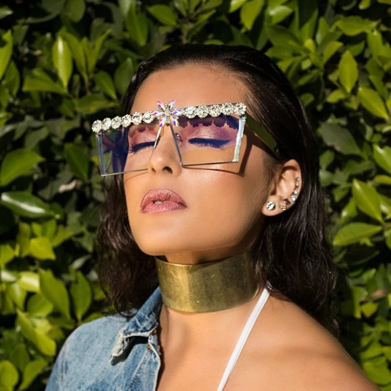  Retro Luxury Rhinestone Oversized Vintage Square UV400 Sunglasses - Women Sunglasses - DYAVOR® 