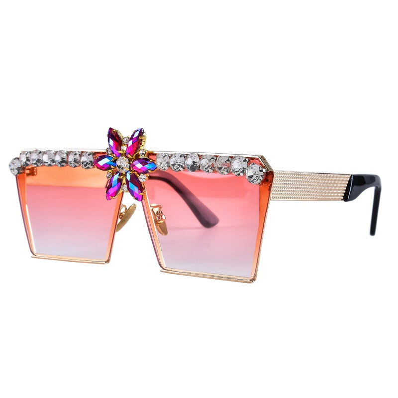  Retro Luxury Rhinestone Oversized Vintage Square UV400 Sunglasses - Women Sunglasses - DYAVOR® 
