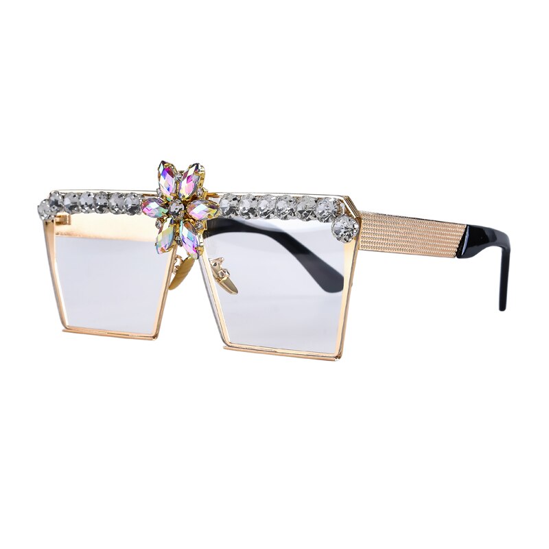  Retro Luxury Rhinestone Oversized Vintage Square UV400 Sunglasses - Women Sunglasses - DYAVOR® 