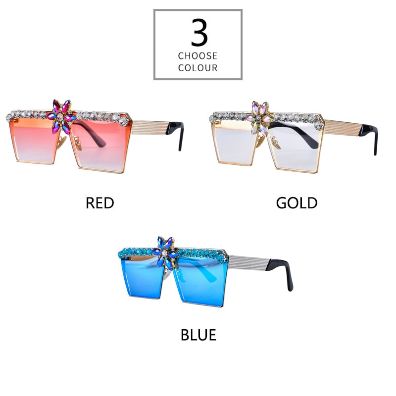  Retro Luxury Rhinestone Oversized Vintage Square UV400 Sunglasses - Women Sunglasses - DYAVOR® 