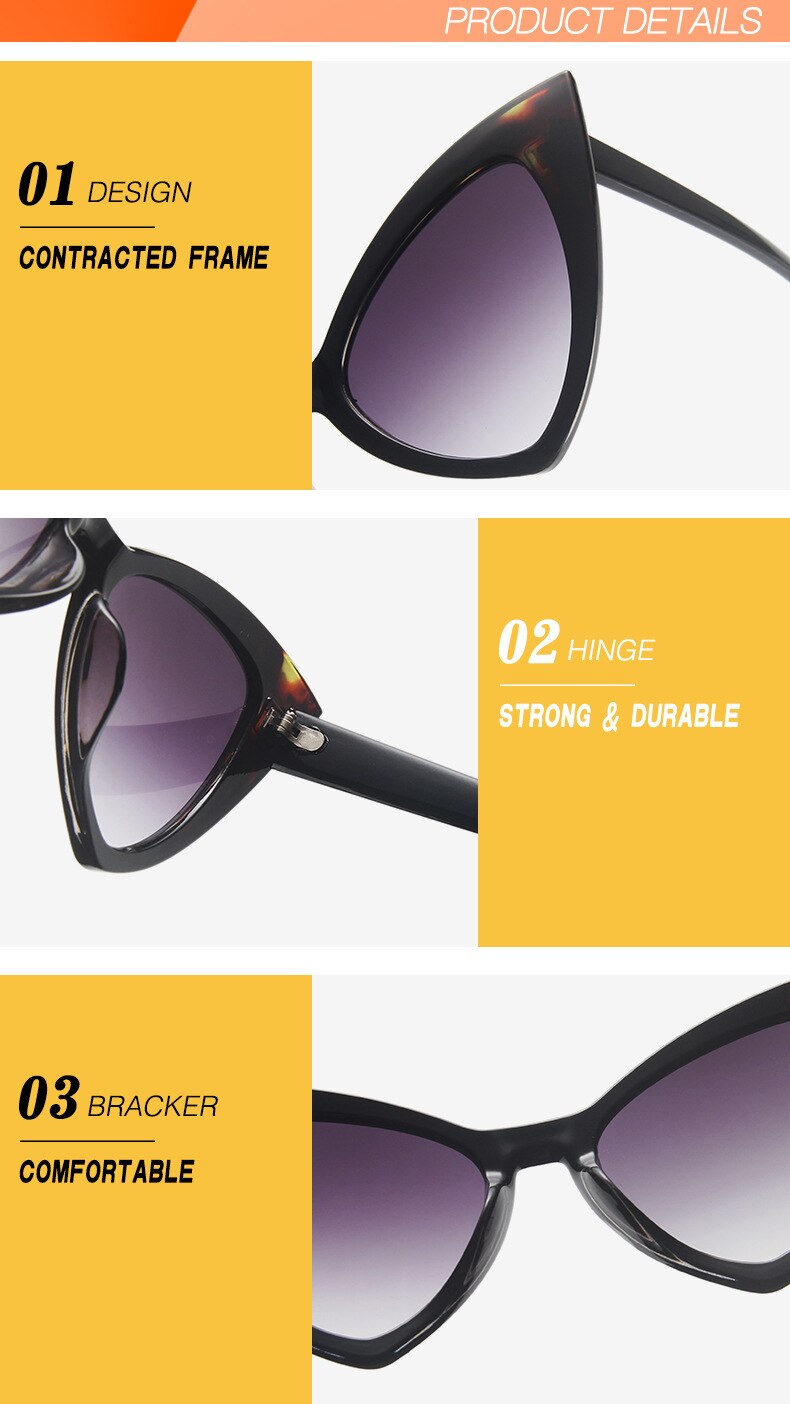  Retro Vintage Style Sexy Triangle Cat Eye Sunglasses for Women - Women Sunglasses - DYAVOR® 