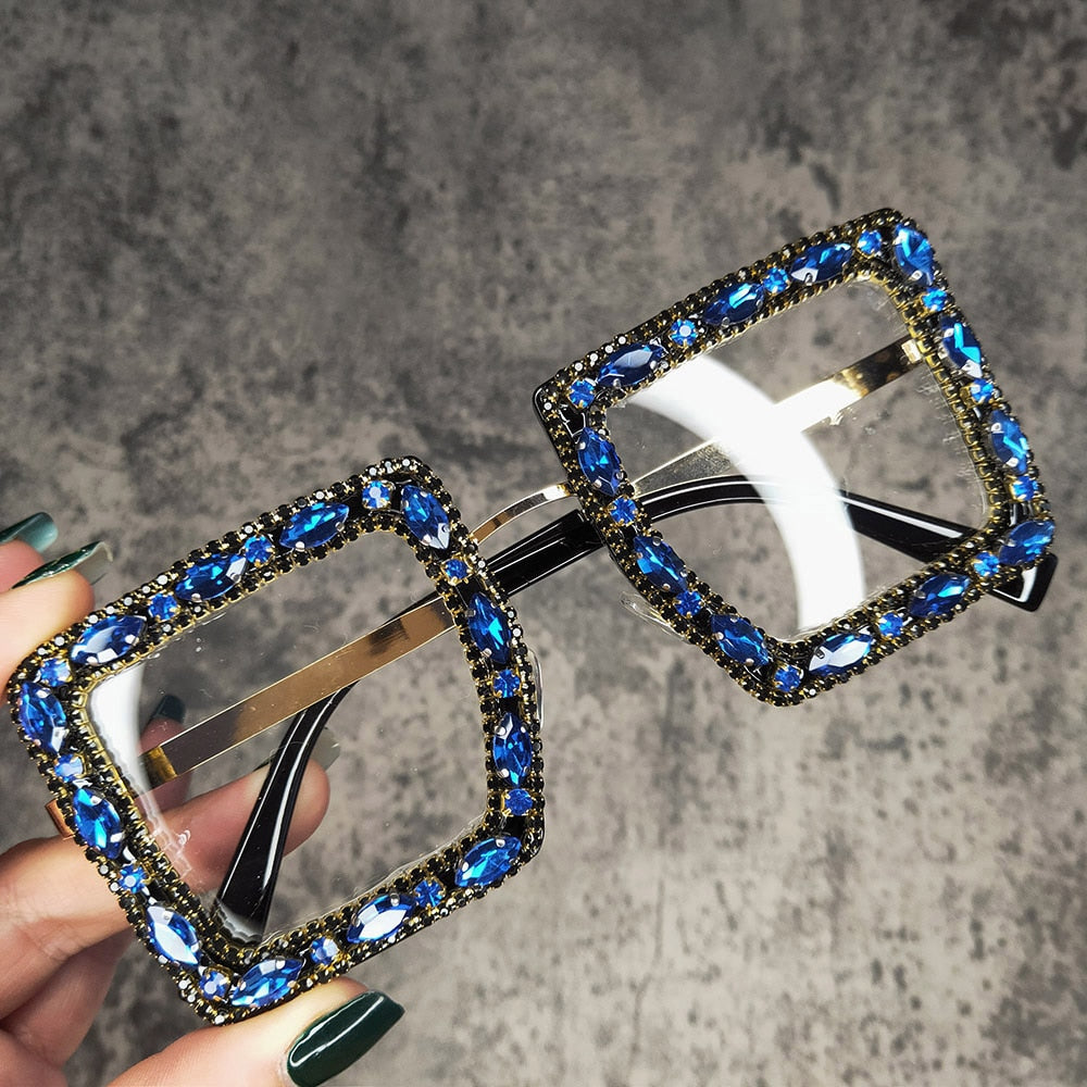  Women's Vintage Square Rhinestone Crystal Transparent Sunglasses - Women Sunglasses - DYAVOR® 