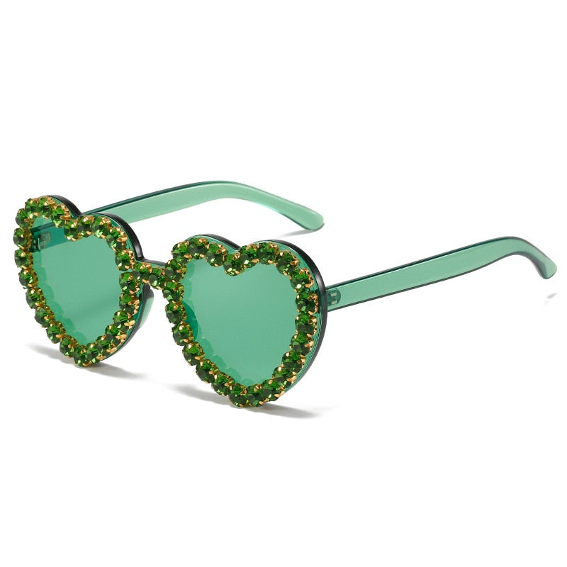  Women's Rimless Heart Shape Rhinestone Diamond Eyewear Sunglasses - Women Sunglasses - DYAVOR® 