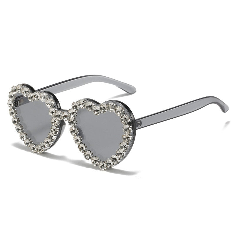  Women's Rimless Heart Shape Rhinestone Diamond Eyewear Sunglasses - Women Sunglasses - DYAVOR® 