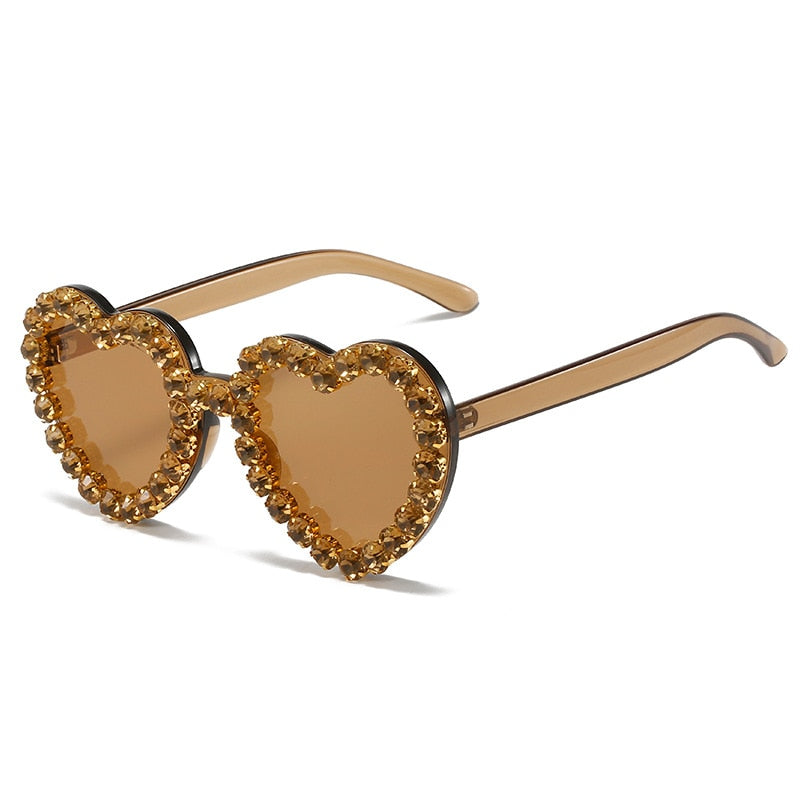  Women's Rimless Heart Shape Rhinestone Diamond Eyewear Sunglasses - Women Sunglasses - DYAVOR® 