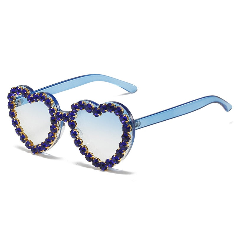  Women's Rimless Heart Shape Rhinestone Diamond Eyewear Sunglasses - Women Sunglasses - DYAVOR® 