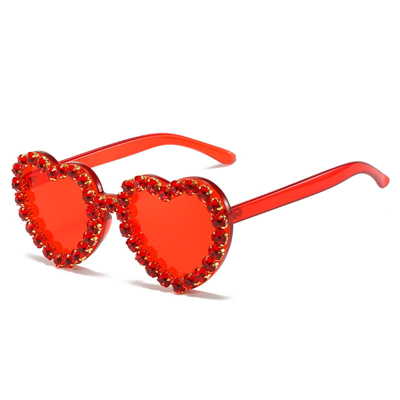  Women's Rimless Heart Shape Rhinestone Diamond Eyewear Sunglasses - Women Sunglasses - DYAVOR® 