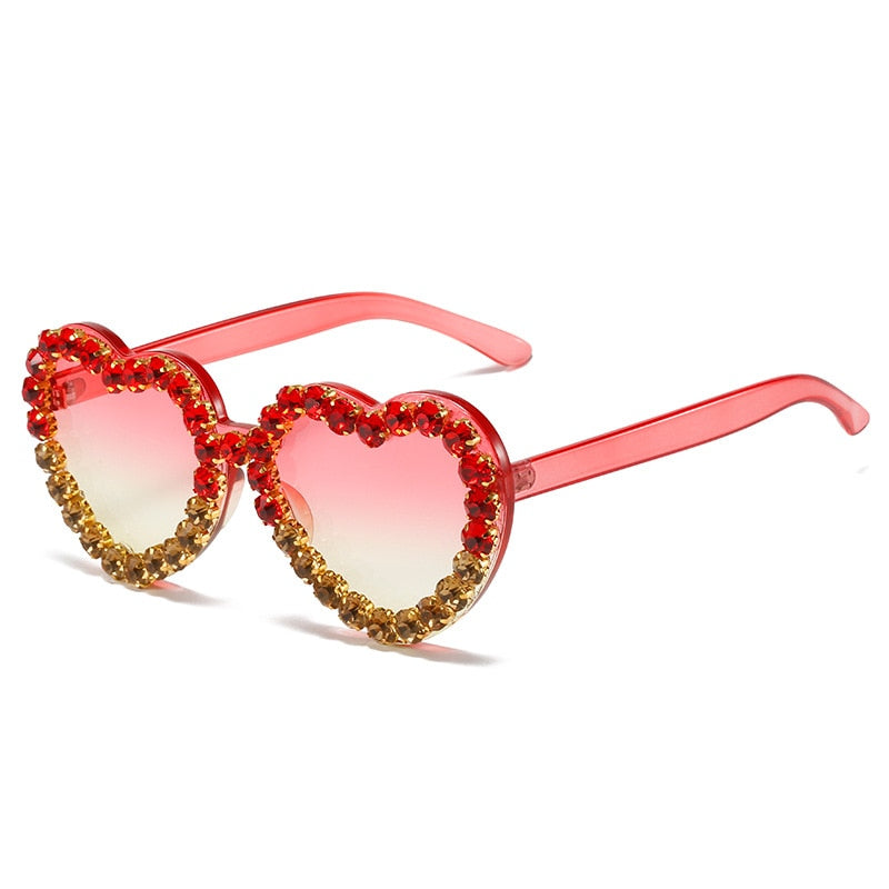  Women's Rimless Heart Shape Rhinestone Diamond Eyewear Sunglasses - Women Sunglasses - DYAVOR® 