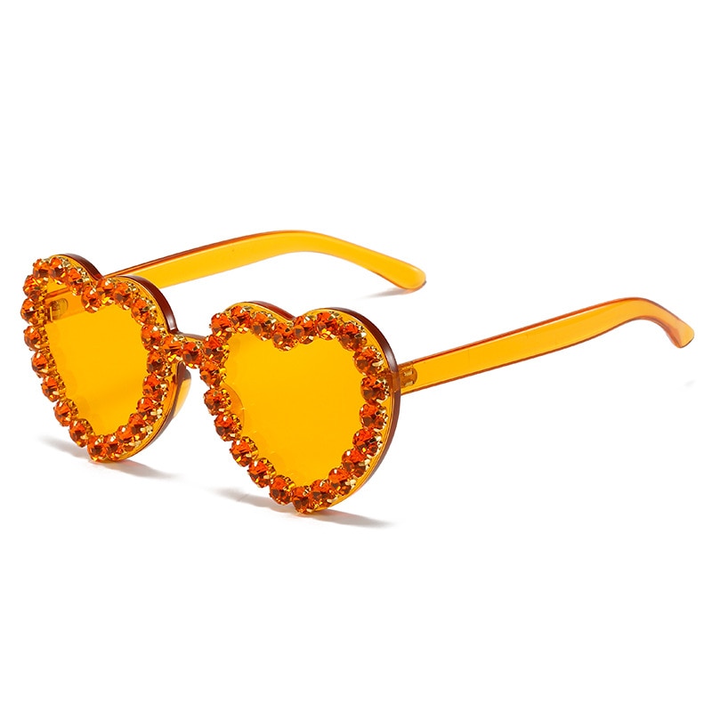  Women's Rimless Heart Shape Rhinestone Diamond Eyewear Sunglasses - Women Sunglasses - DYAVOR® 