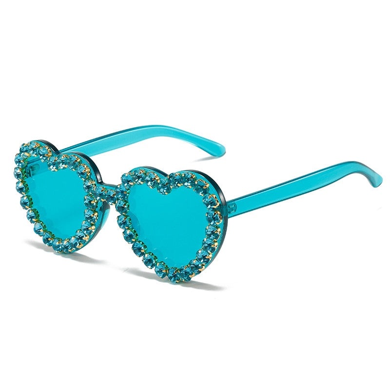  Women's Rimless Heart Shape Rhinestone Diamond Eyewear Sunglasses - Women Sunglasses - DYAVOR® 