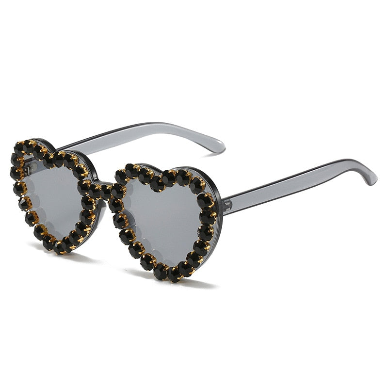  Women's Rimless Heart Shape Rhinestone Diamond Eyewear Sunglasses - Women Sunglasses - DYAVOR® 