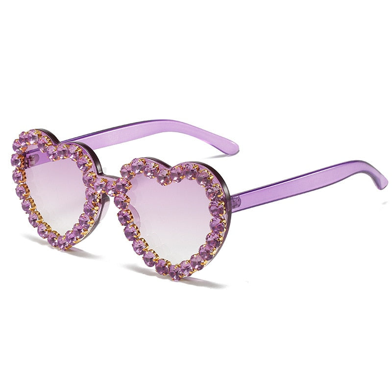  Women's Rimless Heart Shape Rhinestone Diamond Eyewear Sunglasses - Women Sunglasses - DYAVOR® 