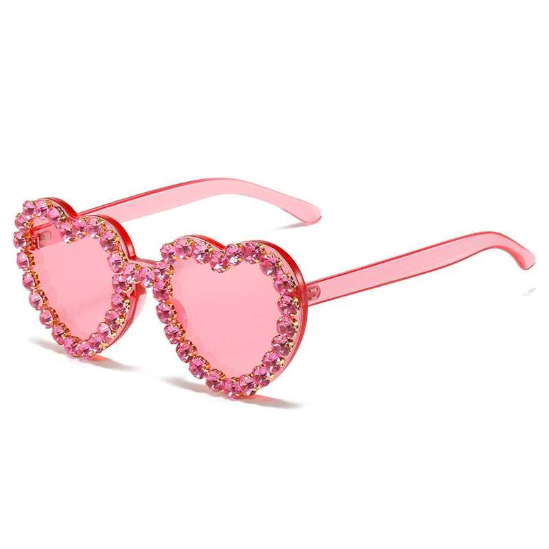  Women's Rimless Heart Shape Rhinestone Diamond Eyewear Sunglasses - Women Sunglasses - DYAVOR® 