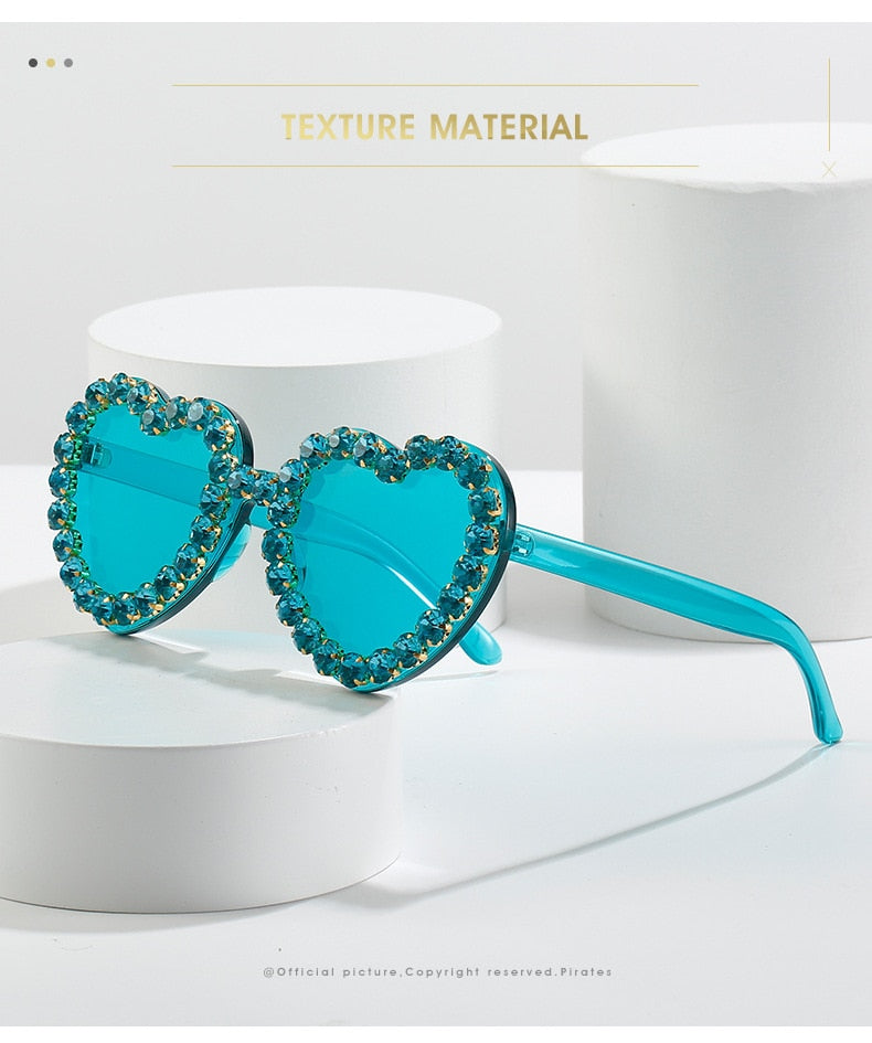  Women's Rimless Heart Shape Rhinestone Diamond Eyewear Sunglasses - Women Sunglasses - DYAVOR® 