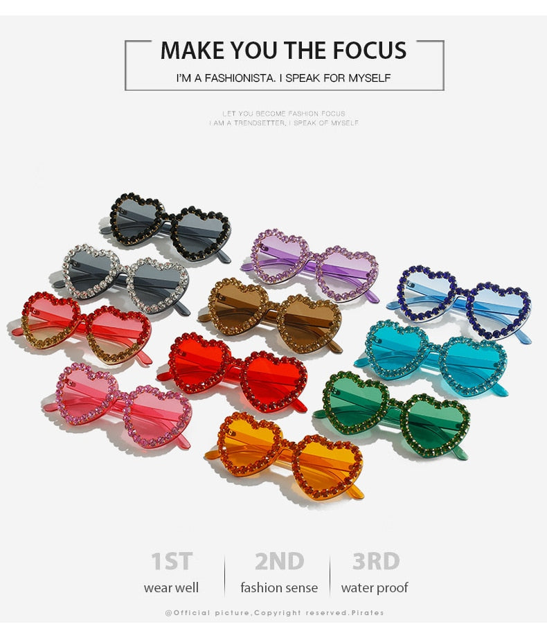  Women's Rimless Heart Shape Rhinestone Diamond Eyewear Sunglasses - Women Sunglasses - DYAVOR® 