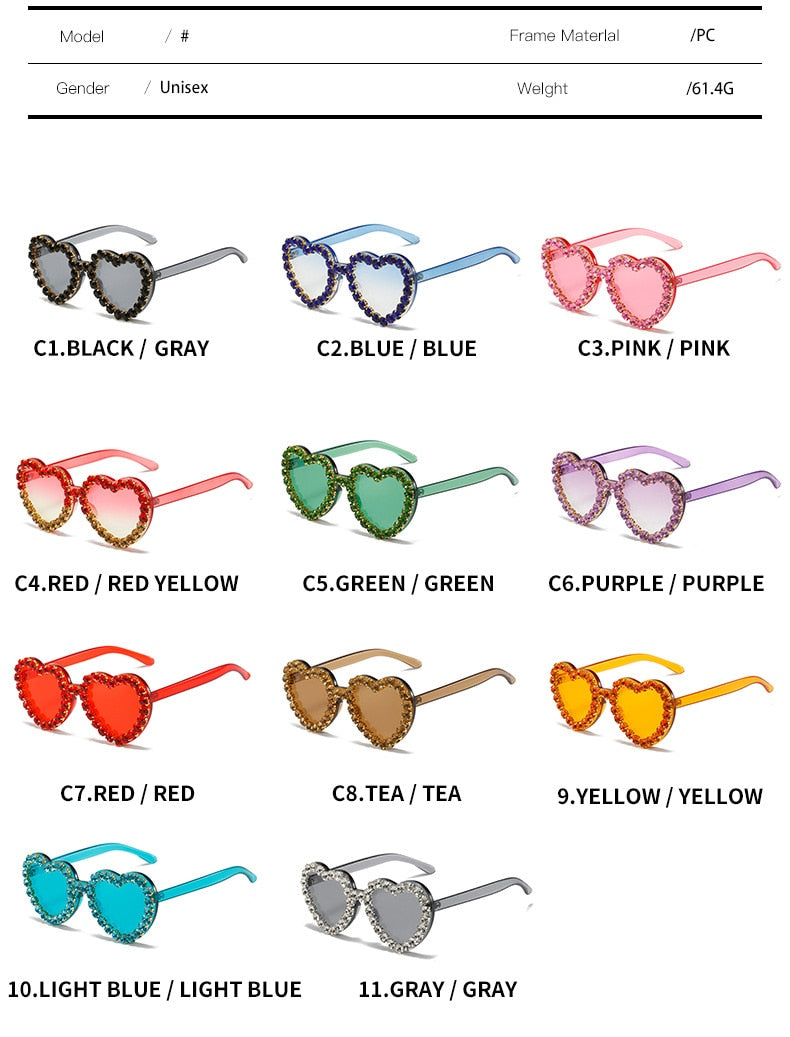  Women's Rimless Heart Shape Rhinestone Diamond Eyewear Sunglasses - Women Sunglasses - DYAVOR® 