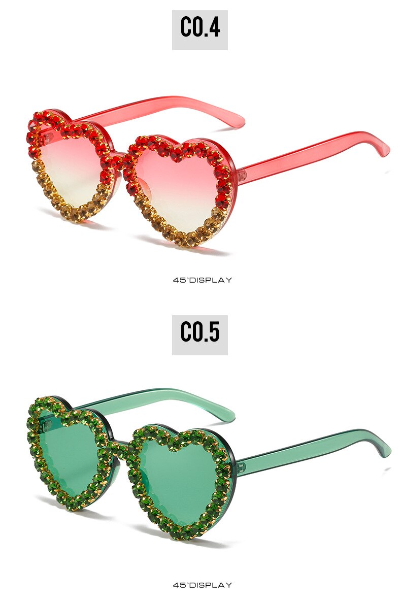  Women's Rimless Heart Shape Rhinestone Diamond Eyewear Sunglasses - Women Sunglasses - DYAVOR® 