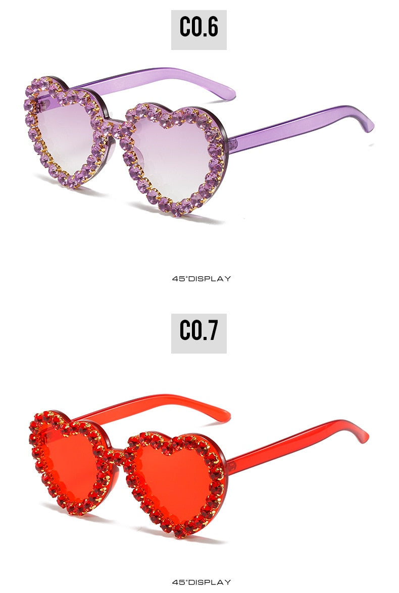  Women's Rimless Heart Shape Rhinestone Diamond Eyewear Sunglasses - Women Sunglasses - DYAVOR® 