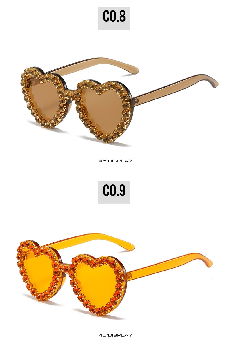  Women's Rimless Heart Shape Rhinestone Diamond Eyewear Sunglasses - Women Sunglasses - DYAVOR® 