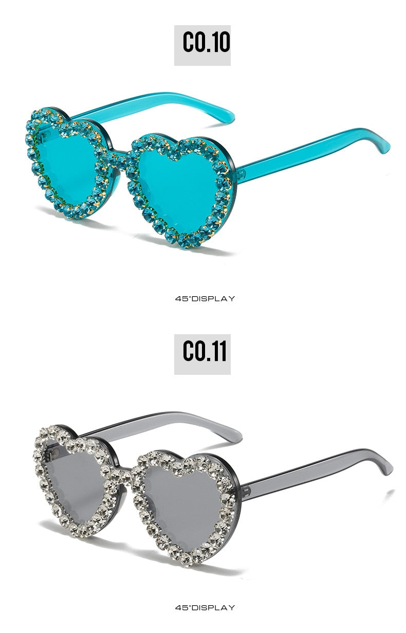 Women's Rimless Heart Shape Rhinestone Diamond Eyewear Sunglasses - Women Sunglasses - DYAVOR® 