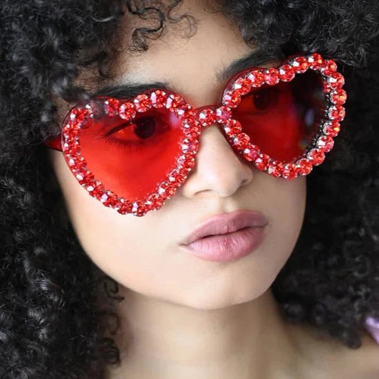  Women's Rimless Heart Shape Rhinestone Diamond Eyewear Sunglasses - Women Sunglasses - DYAVOR® 