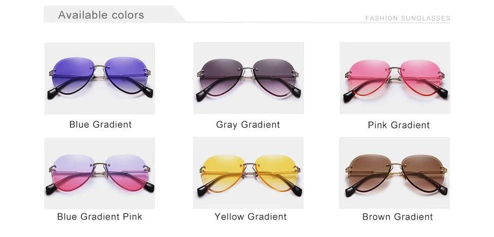  Rimless Vintage Design Sunglasses for Women with Gradient Lens - Women Sunglasses - DYAVOR® 