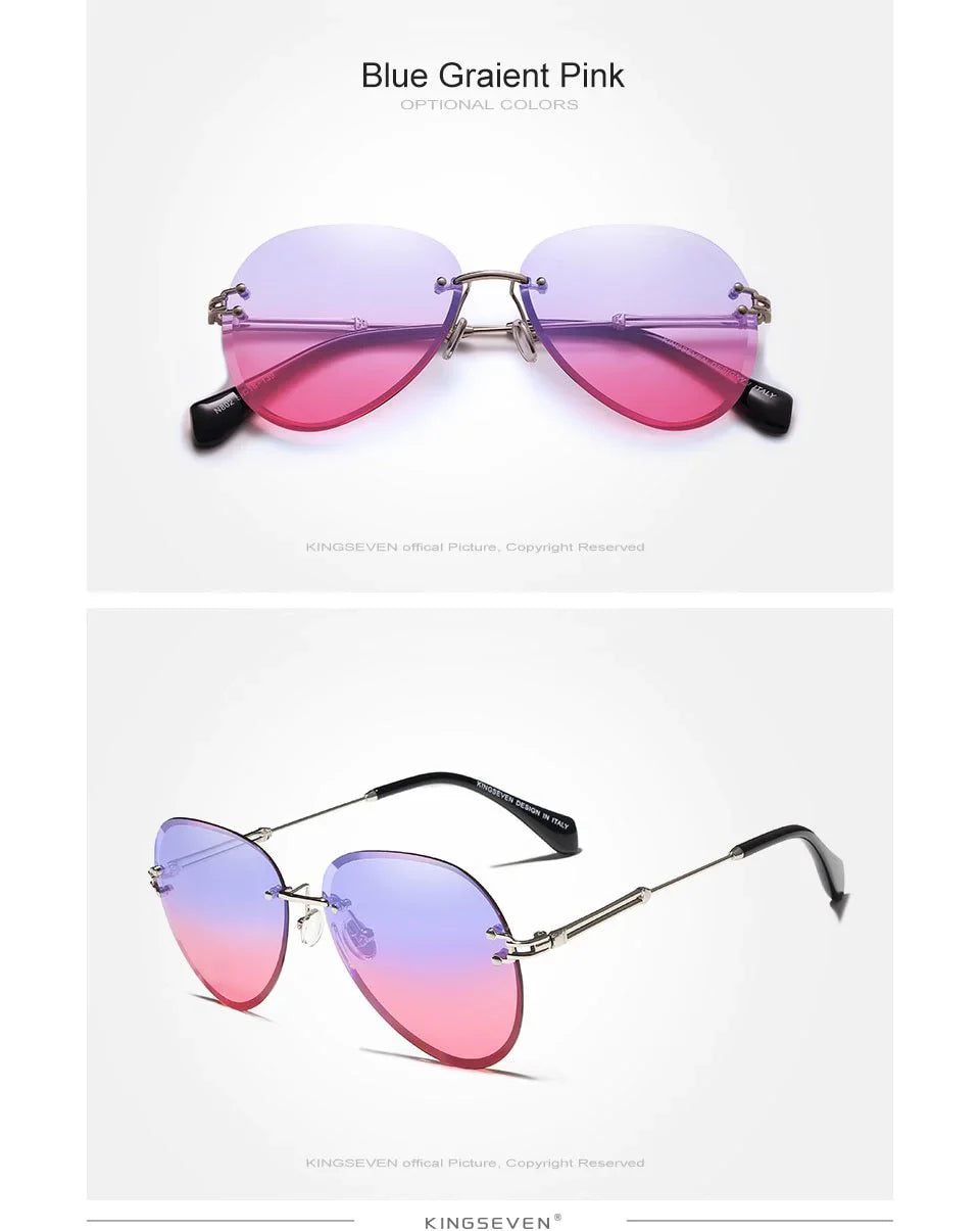  Rimless Vintage Design Sunglasses for Women with Gradient Lens - Women Sunglasses - DYAVOR® 