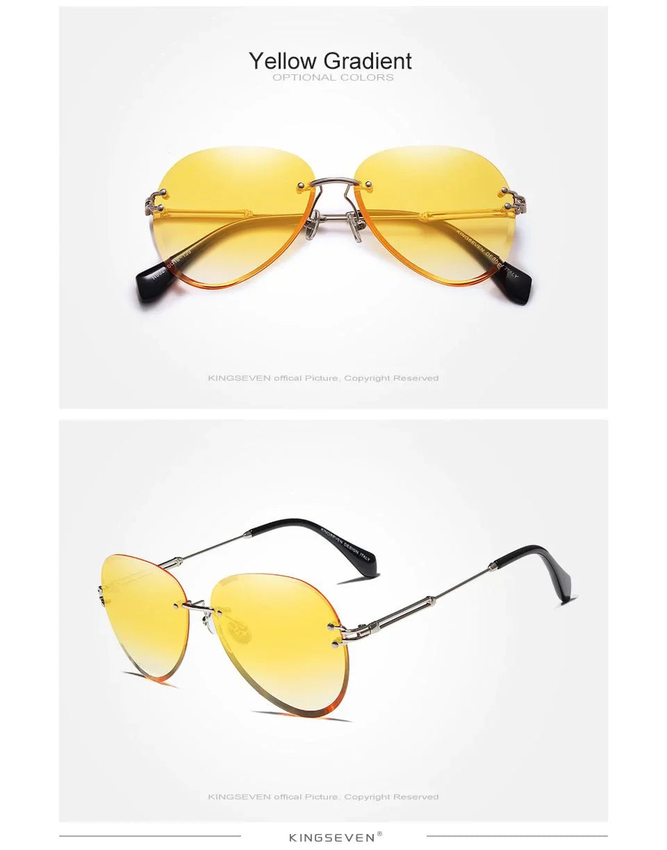  Rimless Vintage Design Sunglasses for Women with Gradient Lens - Women Sunglasses - DYAVOR® 