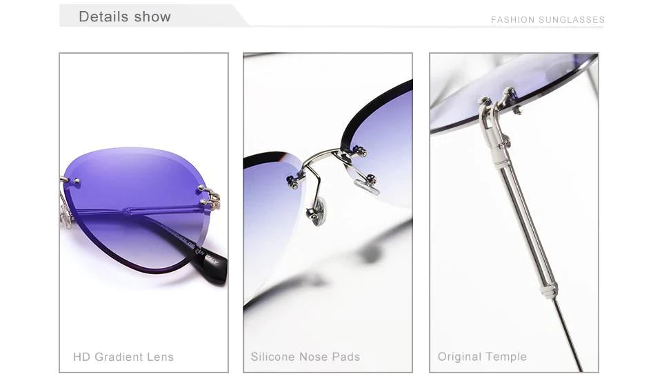  Rimless Vintage Design Sunglasses for Women with Gradient Lens - Women Sunglasses - DYAVOR® 