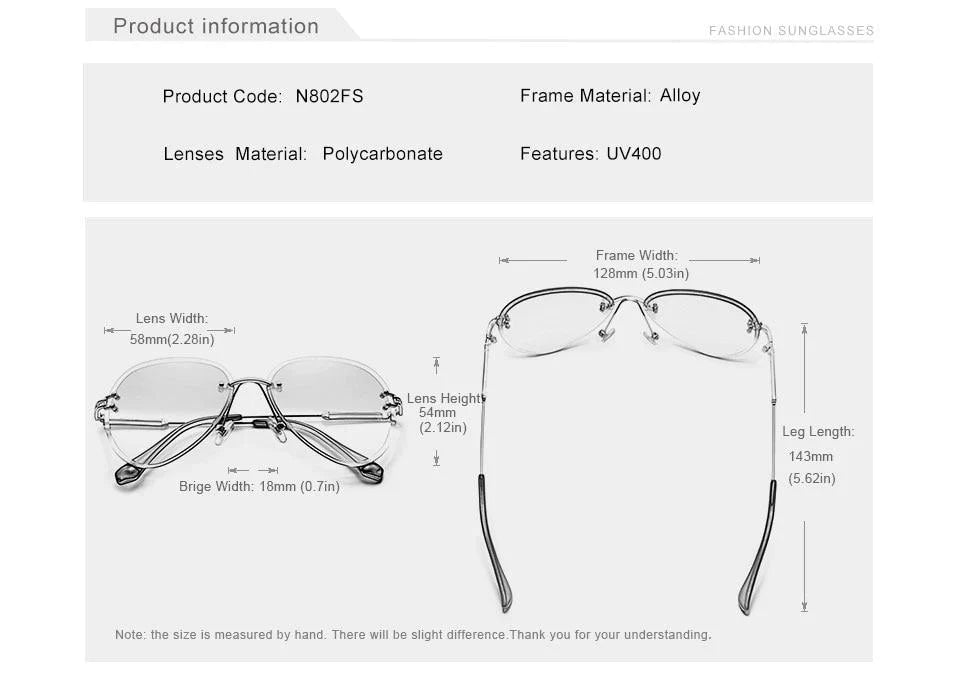  Rimless Vintage Design Sunglasses for Women with Gradient Lens - Women Sunglasses - DYAVOR® 