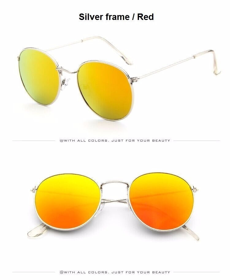  Round Shaped Retro Unisex Sunglasses with Designer Mirror Lens - Unisex Sunglasses - DYAVOR® 