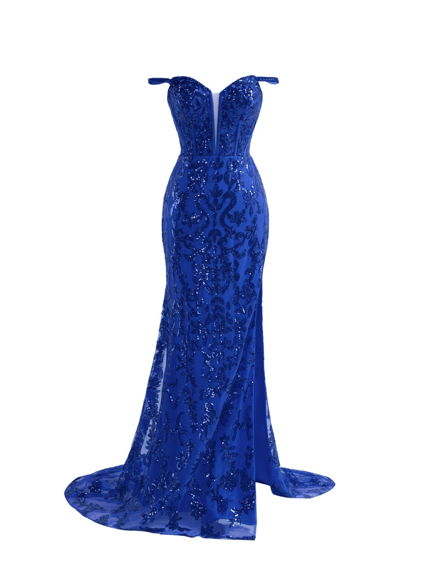  Erryn |Sparkly Blue Sheath Sequins Long Prom Dress with Slit - Prom Dress - DYAVOR® 