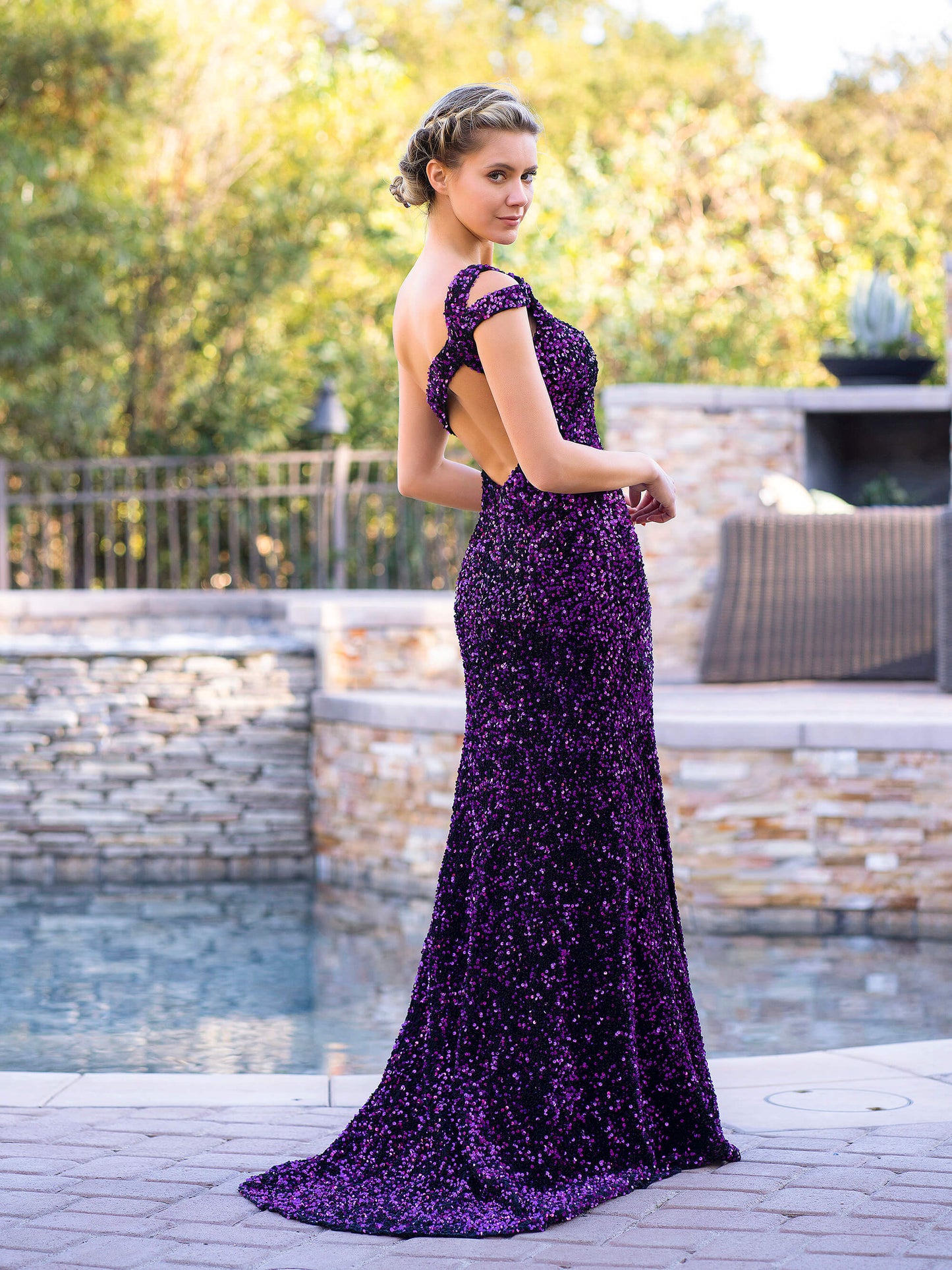  Grape Mermaid One-Shoulder Sequin Long Prom Dress with Slit - Prom Dresses - DYAVOR® 